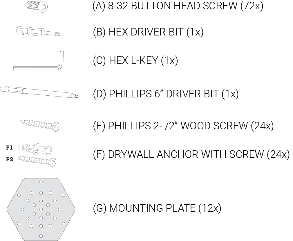 50-Cell Wall Mount Hardware
