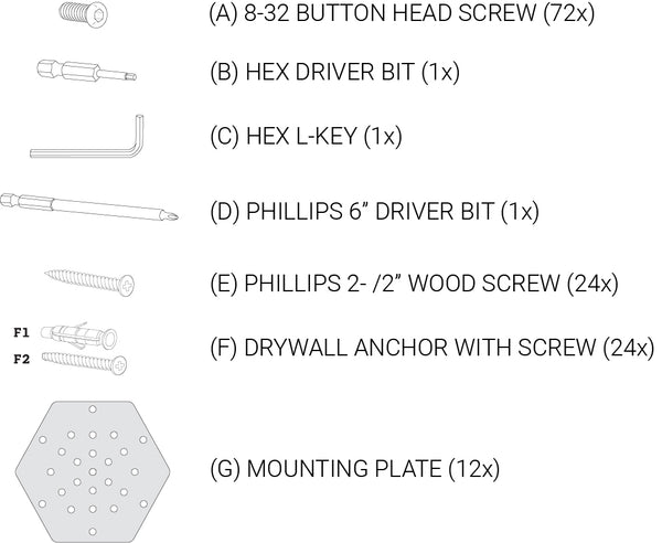 50-Cell Wall Mount Hardware